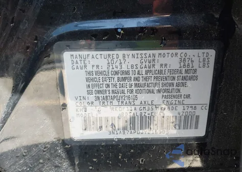 2018 Nissan Sentra S from USA, damaged, VIN 3N1AB7AP0JY216105
